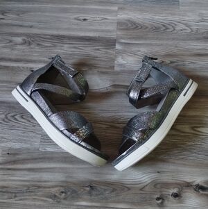 Eileen Fisher Sally Metallic Crisscross Wedges Women's Size  7.5
